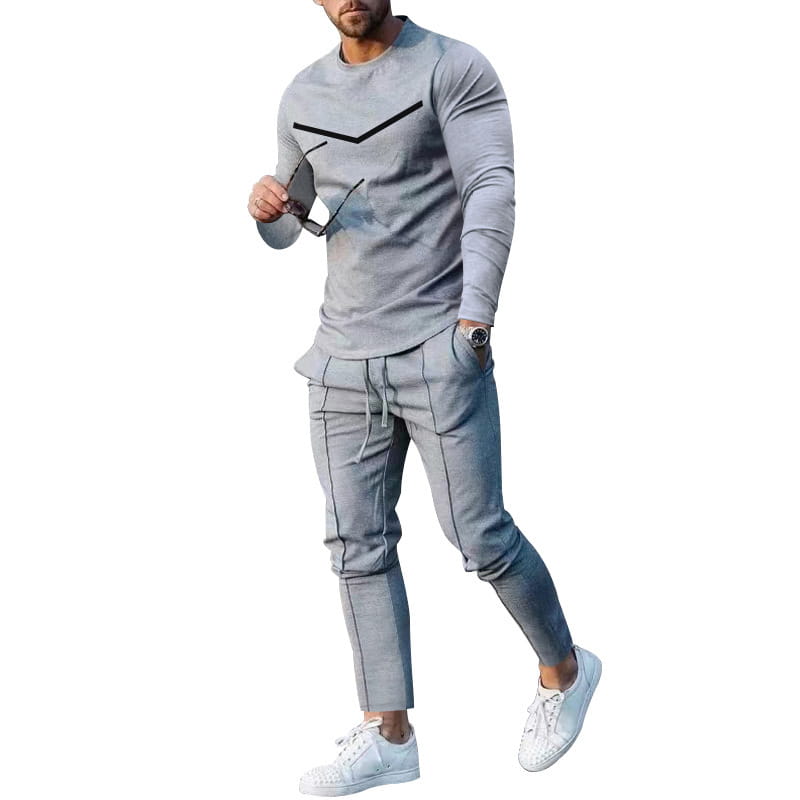 Round Neck Long Sleeve T-shirt Trousers Suit Men