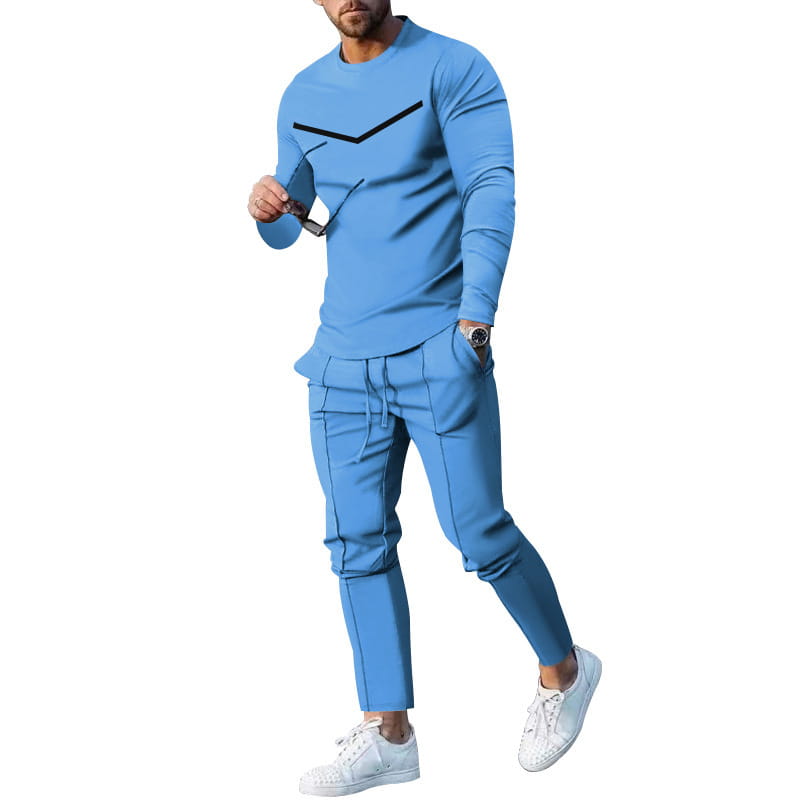Round Neck Long Sleeve T-shirt Trousers Suit Men