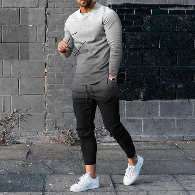 Round Neck Long Sleeve T-shirt Trousers Suit Men