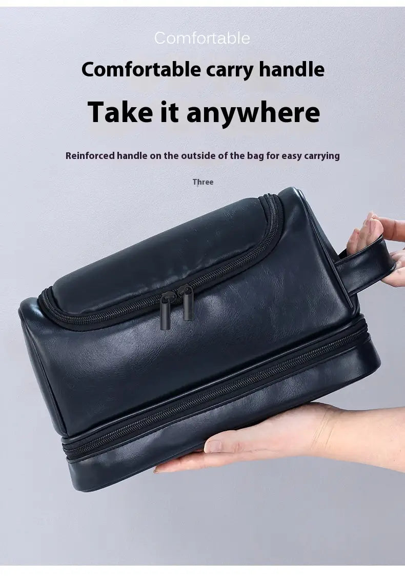 Leather Cosmetics Storage Bag Travel Toiletry Bag Portable Men’s Business Simplicity Portable With Hook