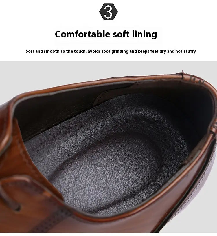 Formal Leather Shoes British Men Brogue Pointed-toe Lace