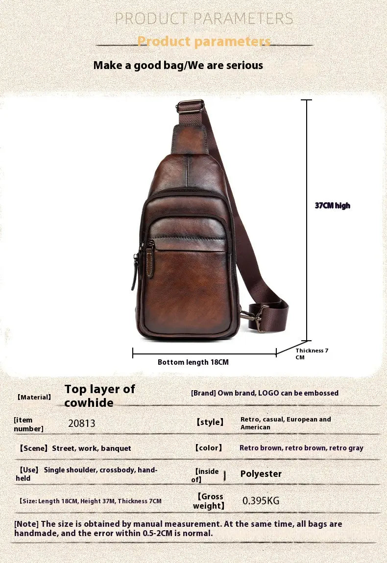 Retro Men’s Top Layer Cowhide Messenger Bag