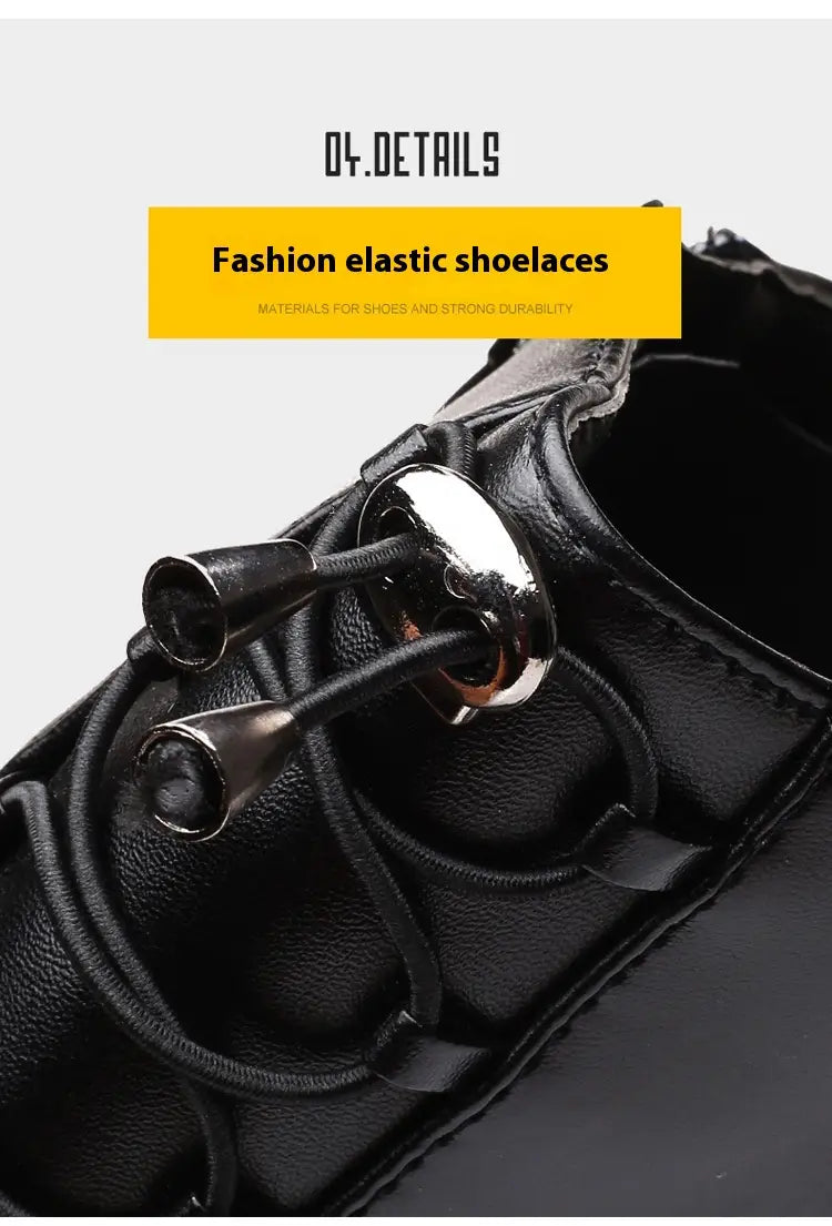 Pointed Leather Boots Men’s British Korean High-top Leather Shoes Mid-calf Length