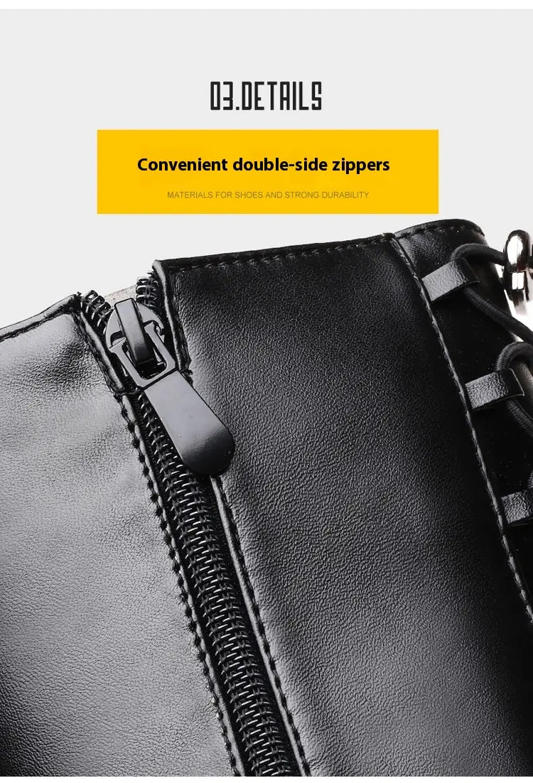 Pointed Leather Boots Men’s British Korean High-top Leather Shoes Mid-calf Length