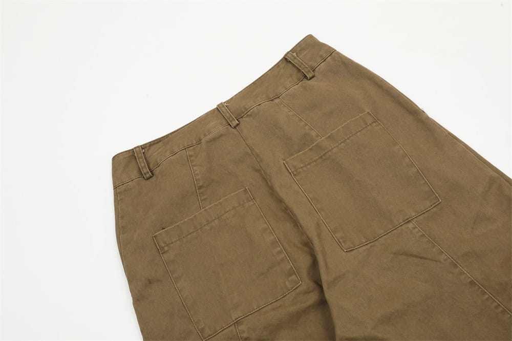 Punk Washed And Worn Loose Straight Cargo Men Trousers