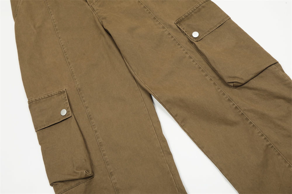 Punk Washed And Worn Loose Straight Cargo Men Trousers