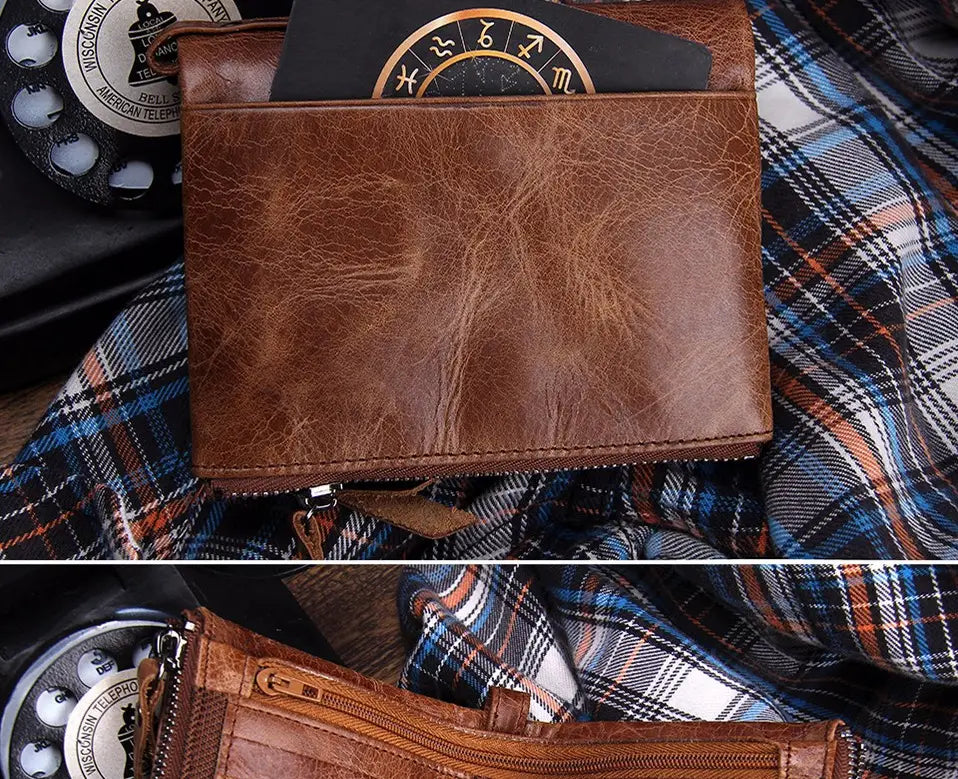 Genuine Leather Men’s Short Chic Coin Purse