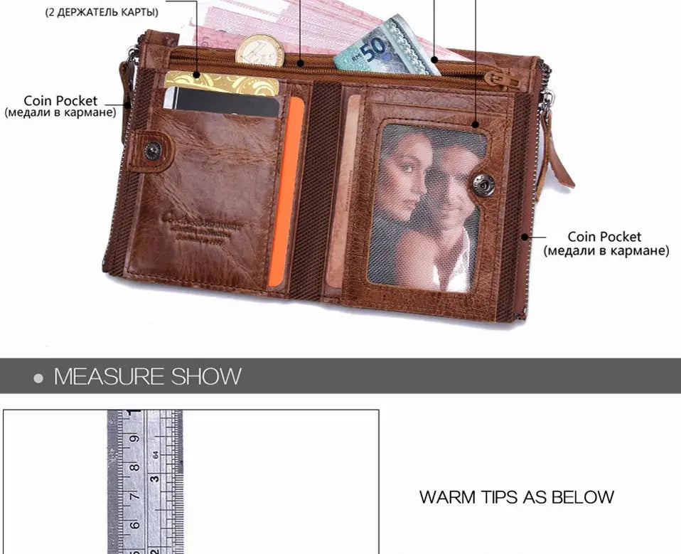 Genuine Leather Men’s Short Chic Coin Purse