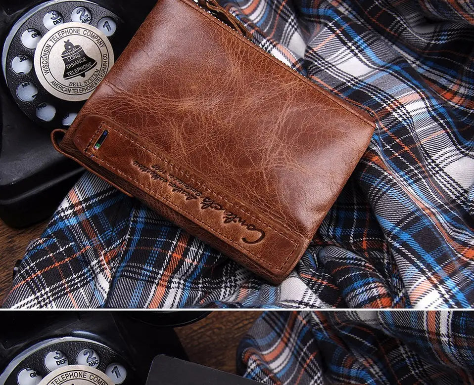 Genuine Leather Men’s Short Chic Coin Purse