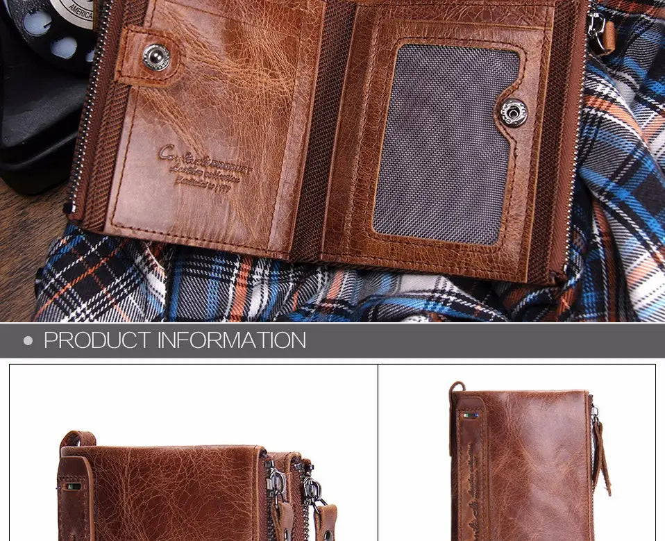 Genuine Leather Men’s Short Chic Coin Purse