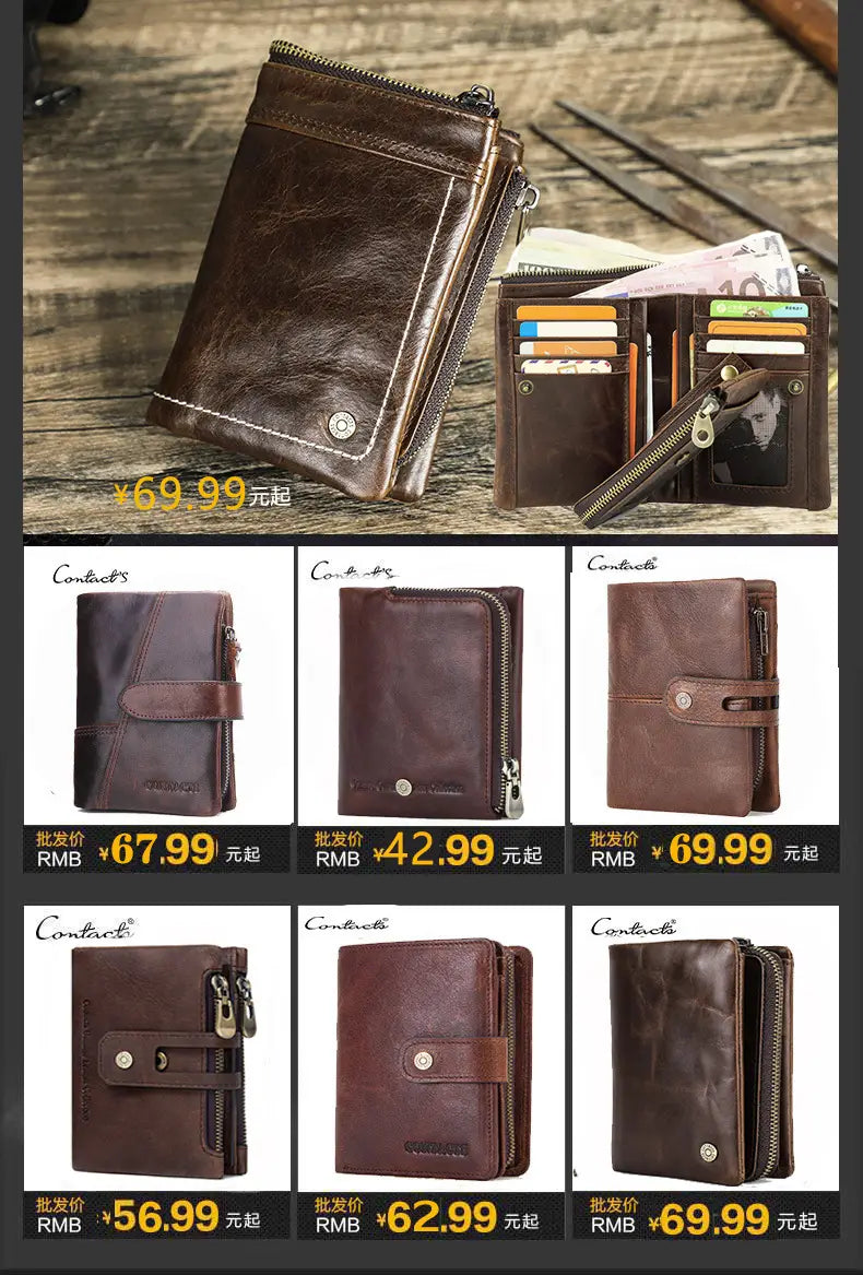 Genuine Leather Men’s Short Chic Coin Purse