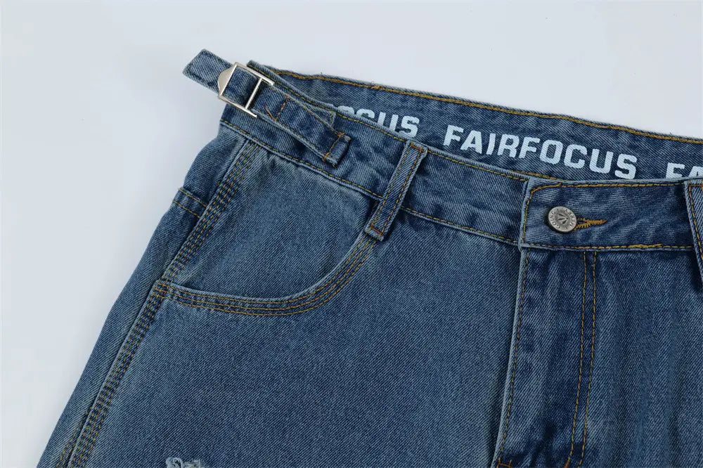 Ripped Dirty Denim Trousers For Men