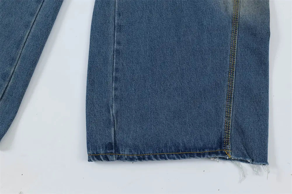 Ripped Dirty Denim Trousers For Men