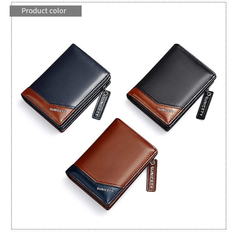 PU Leather Multifunctional Zipper Short Men’s Wallet
