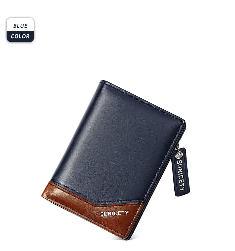 PU Leather Multifunctional Zipper Short Men’s Wallet