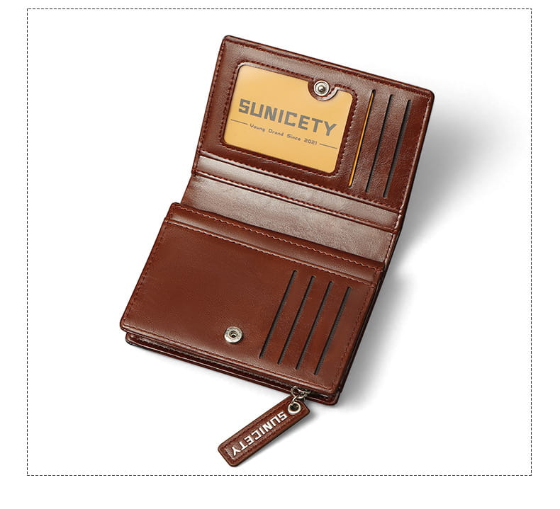 PU Leather Multifunctional Zipper Short Men’s Wallet