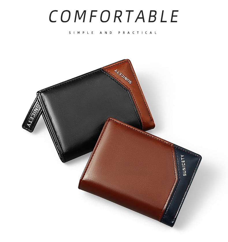 PU Leather Multifunctional Zipper Short Men’s Wallet