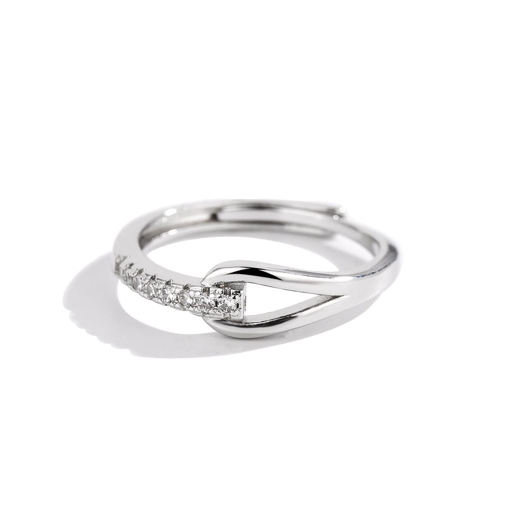 925 Silver Diamond-embedded Lubert’s Tears Open Ring For Women