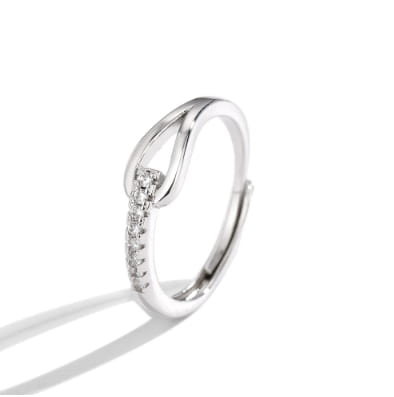 925 Silver Diamond-embedded Lubert’s Tears Open Ring For Women