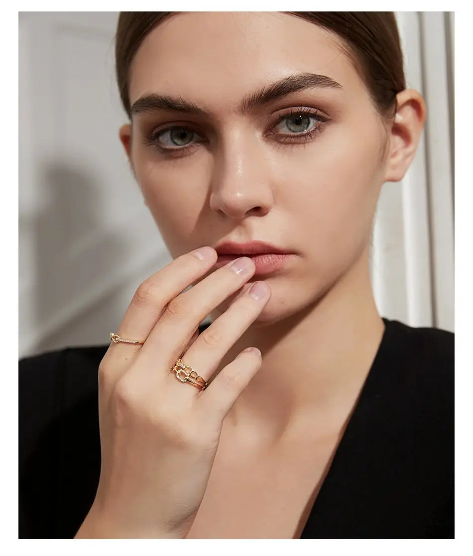 Ring Female S925 Sterling Silver Micro Inlaid Zircon