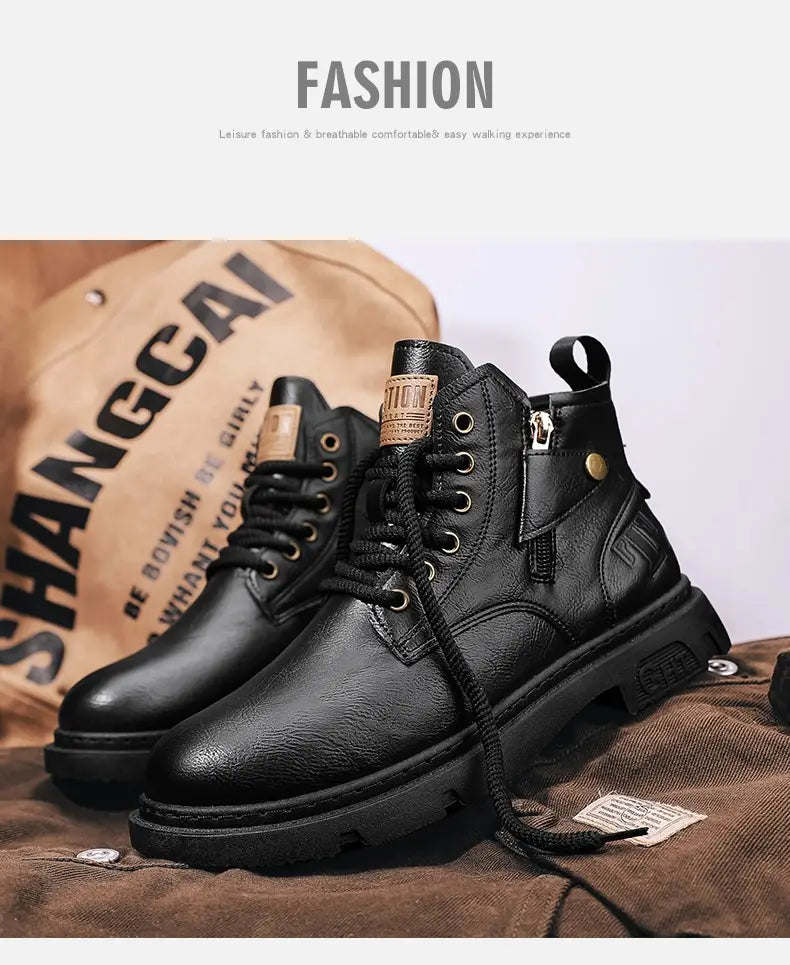 Retro British Style High Cut Martin Boots For Men