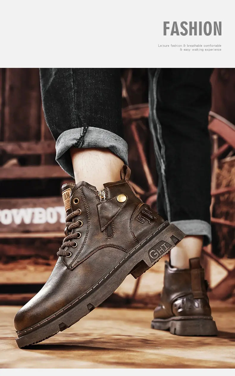 Retro British Style High Cut Martin Boots For Men