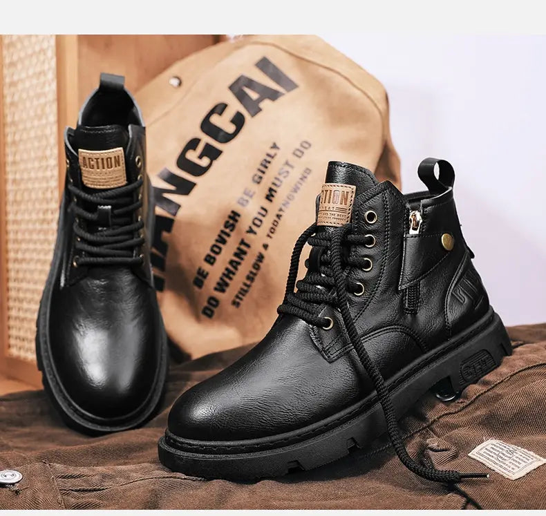 Retro British Style High Cut Martin Boots For Men