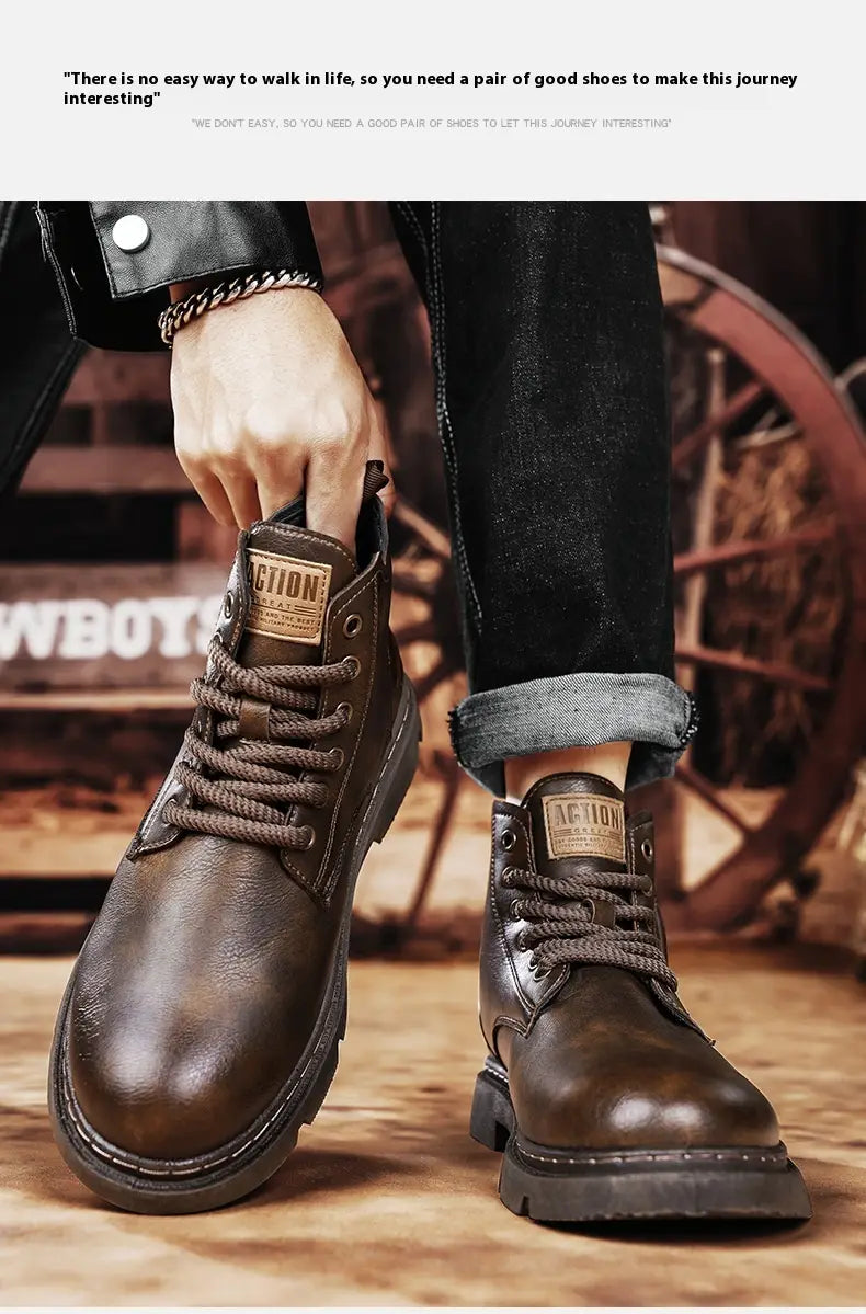 Retro British Style High Cut Martin Boots For Men