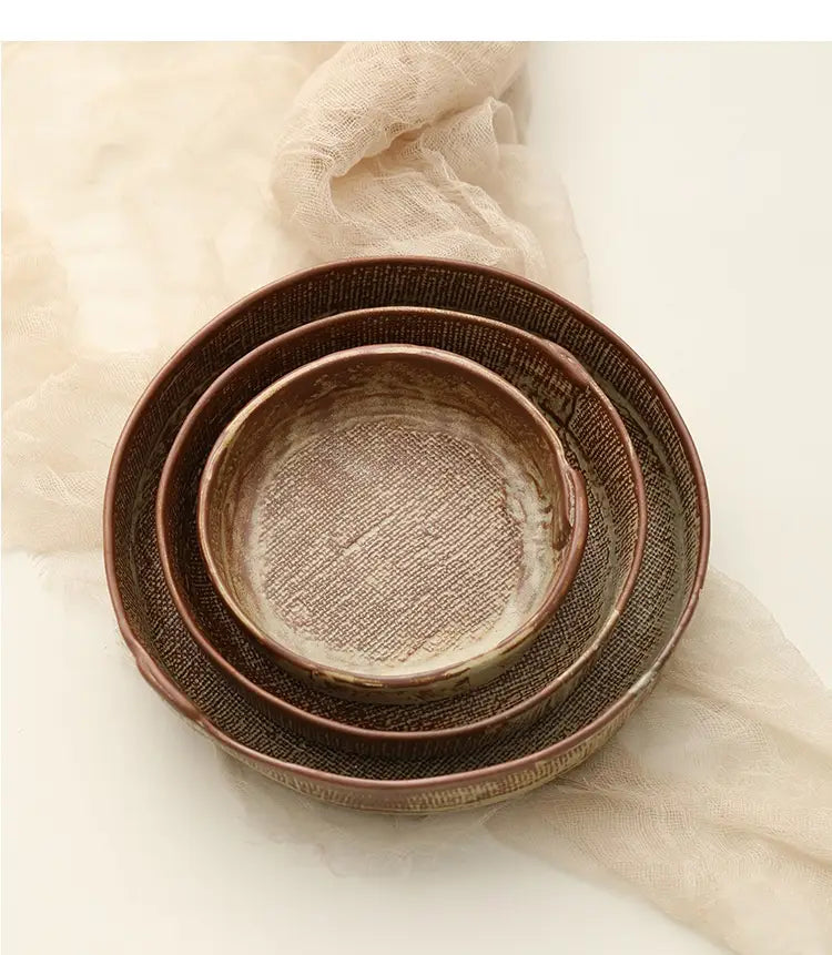 Retro Ceramic Deep Plates Creative Household Plate