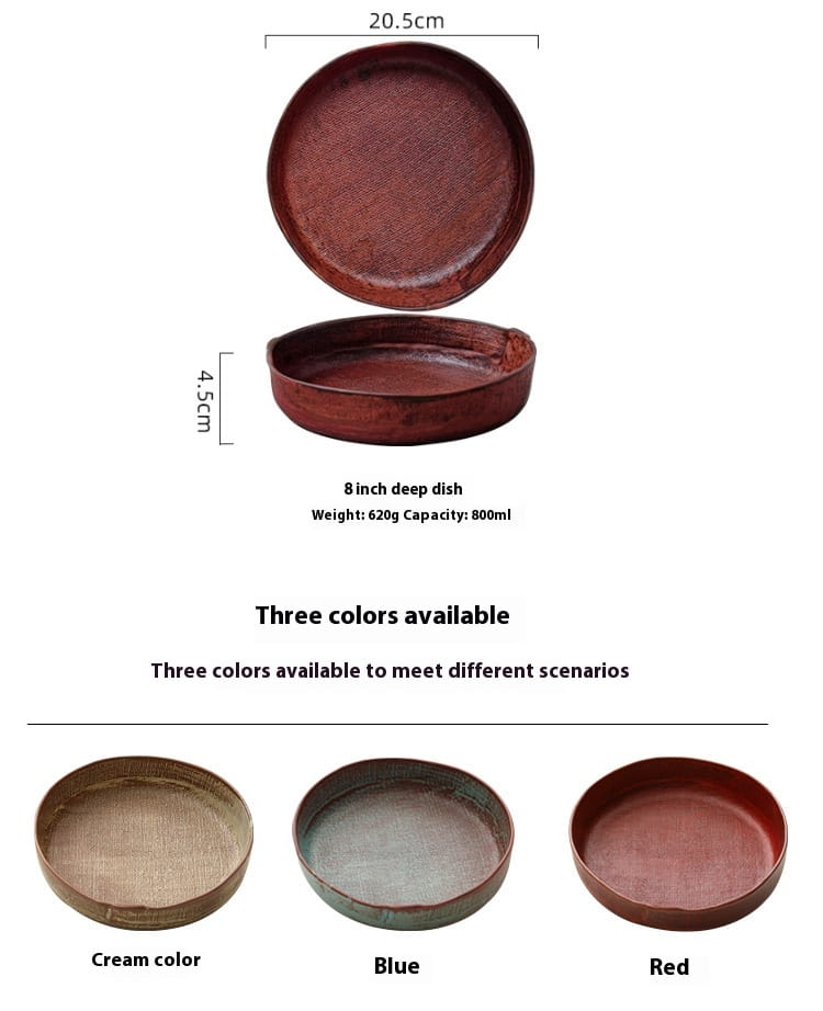 Retro Ceramic Deep Plates Creative Household Plate