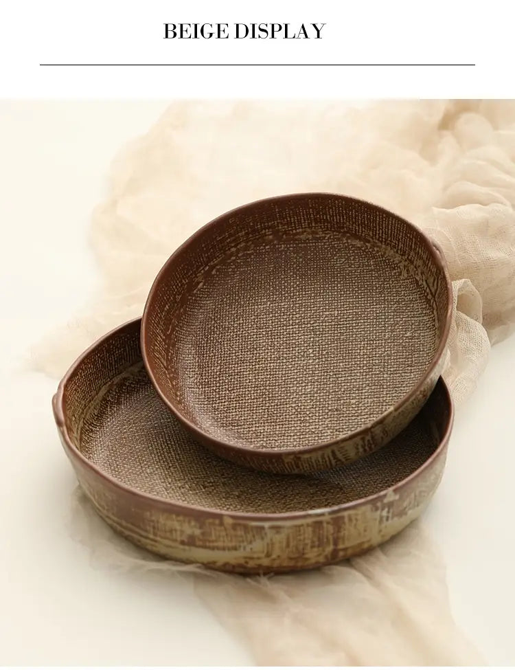 Retro Ceramic Deep Plates Creative Household Plate