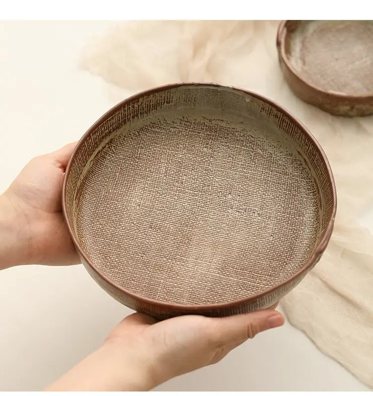Retro Ceramic Deep Plates Creative Household Plate