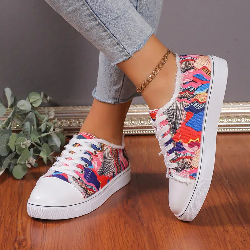 Versatile Flat Bottomed Student Lace Up Canvas Shoes