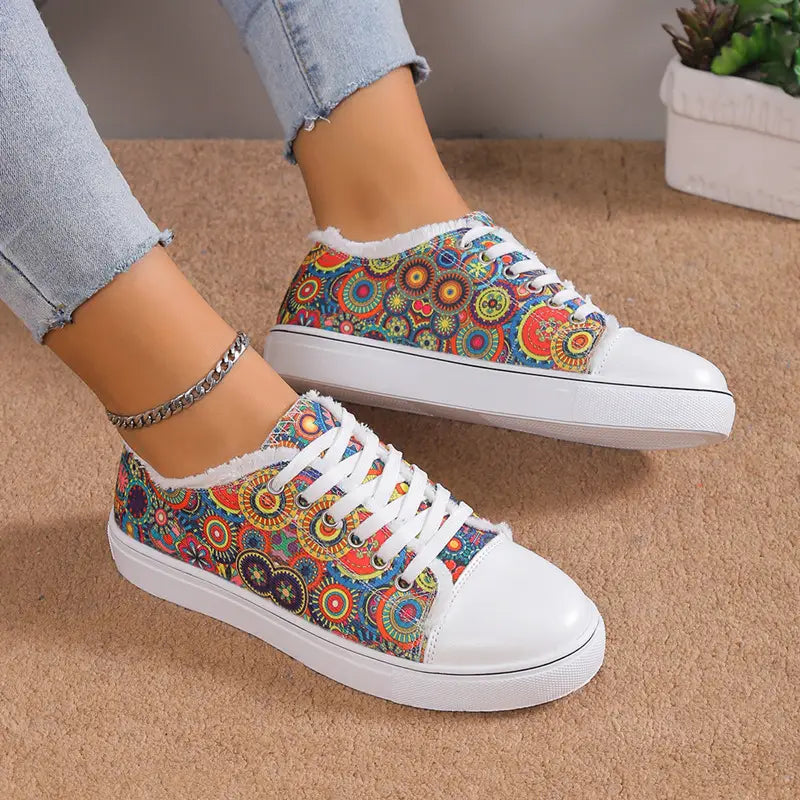 Versatile Flat Bottomed Student Lace Up Canvas Shoes