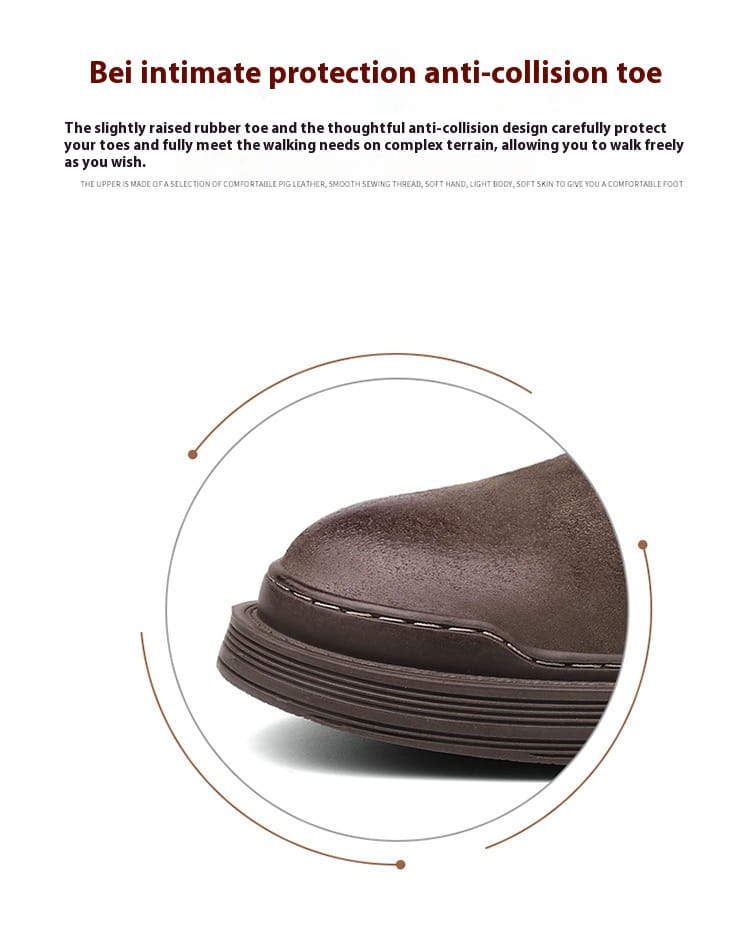 Round Toe Top Layer Cowhide Casual Men’s Leather Boots