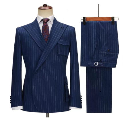 Suit Double Breasted Men’s Striped Two-piece Set