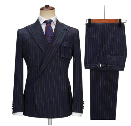 Suit Double Breasted Men’s Striped Two-piece Set