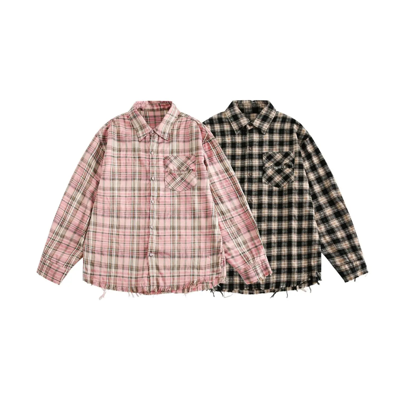 Plaid Shirt Coat Burrs Tassels Men And Women