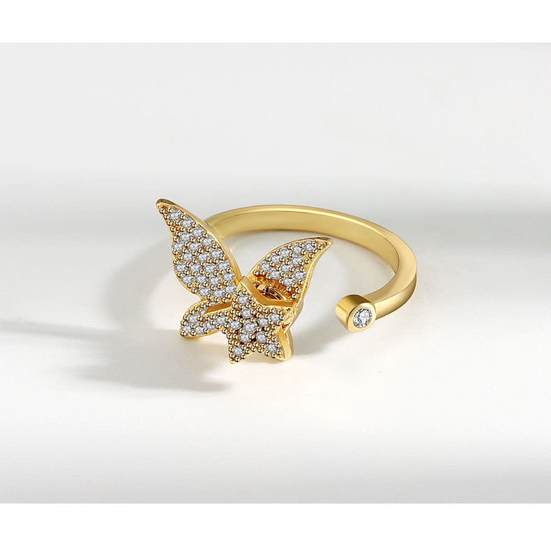 Golden Butterfly Spinning Ring Female