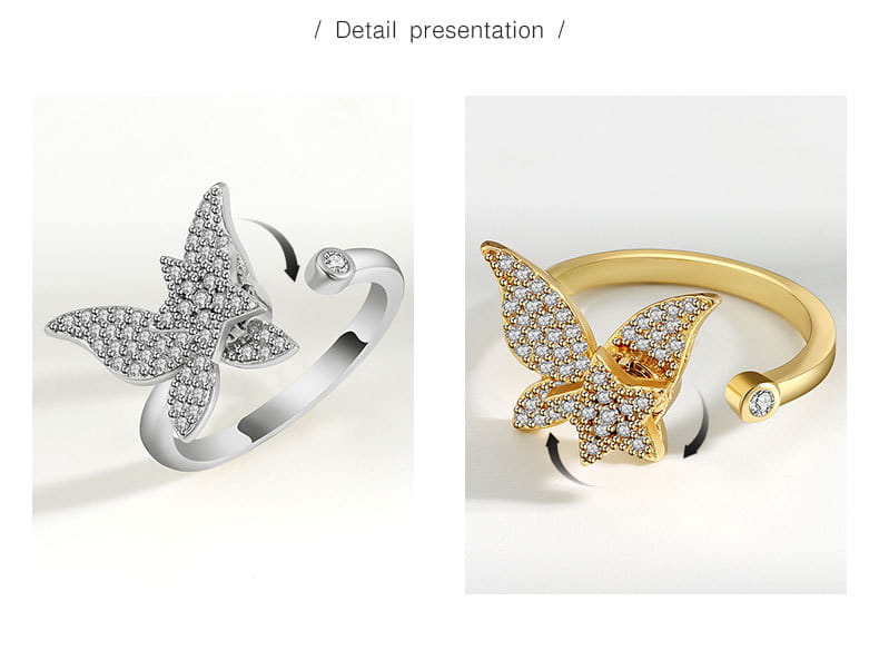 Golden Butterfly Spinning Ring Female