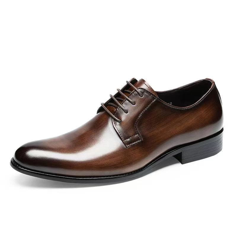 Men’s Leather Shoes Breathable Lace Up Hand-rub Color