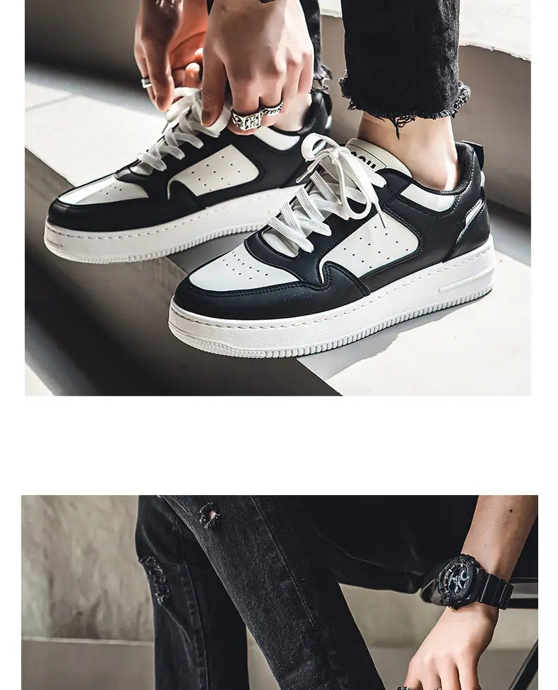 Leather Breathable Teen Trend All-matching Platform White Shoes
