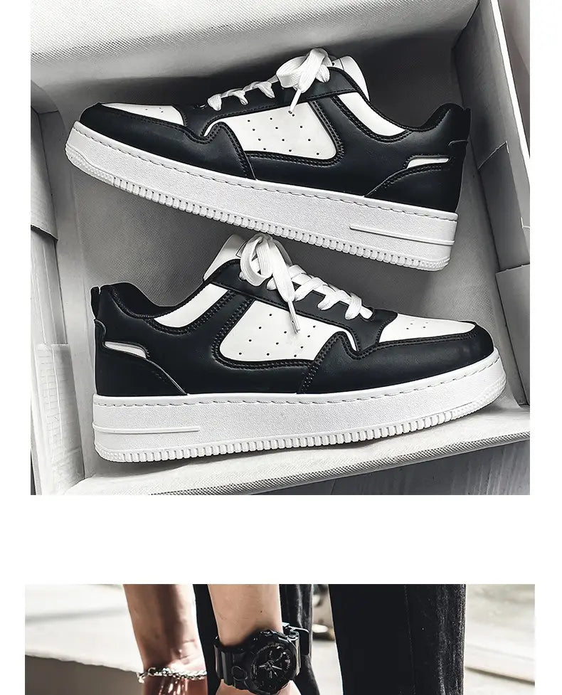 Leather Breathable Teen Trend All-matching Platform White Shoes