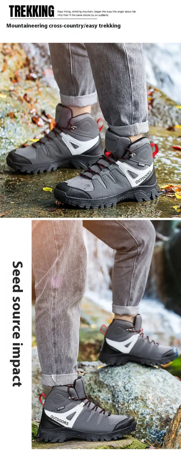 Men’s High-top Hiking Shoes Tourist Hiking Shoes Wear-resistant Non-slip