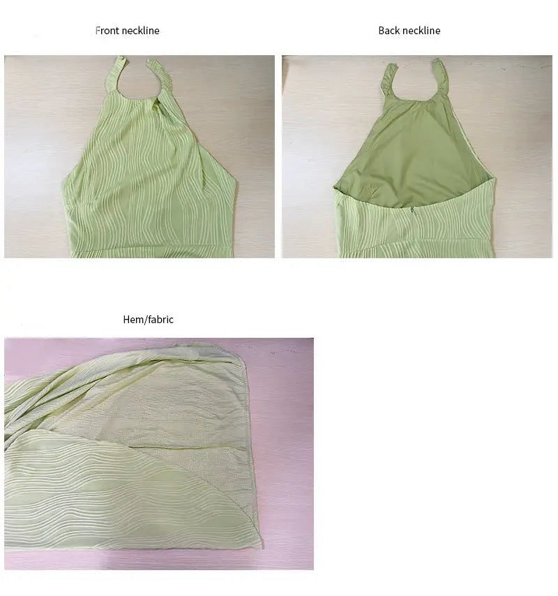 Halter Split Long Dress Summer Slim Fit Backless Dresses Solid High-end Women’s Clothing