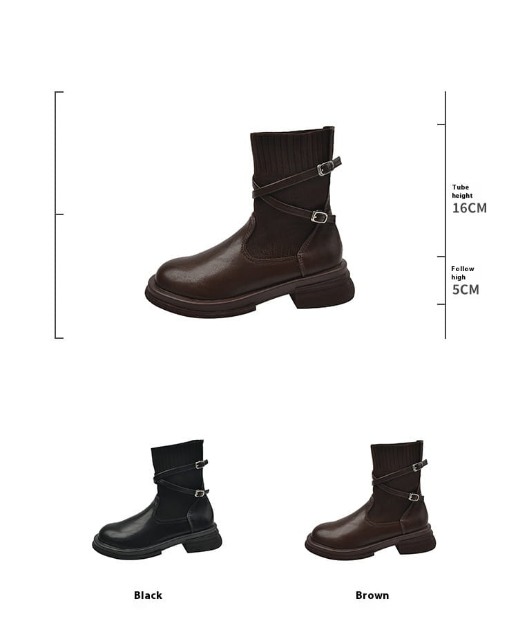 Retro Platform Knitted Martin Boots For Women
