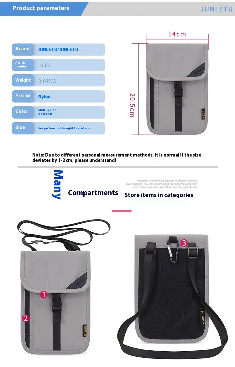 Travel Multi-functional Halter Small Bag Air Ticket Coin Purse Protective Cover