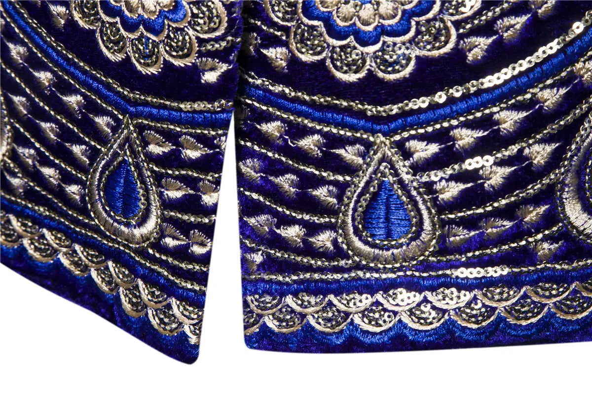 Ethnic Print Single-breasted Leisure Suits For Men Costume