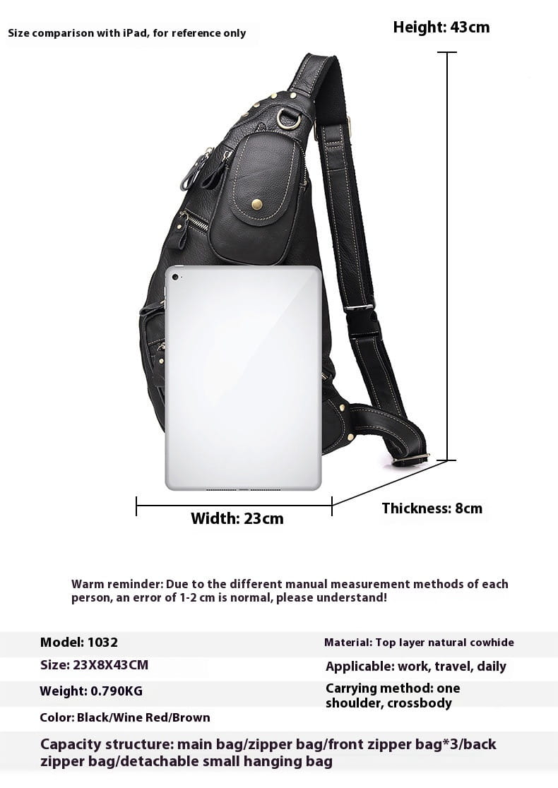 Large Capacity Retro Men’s Cowhide Messenger Bag