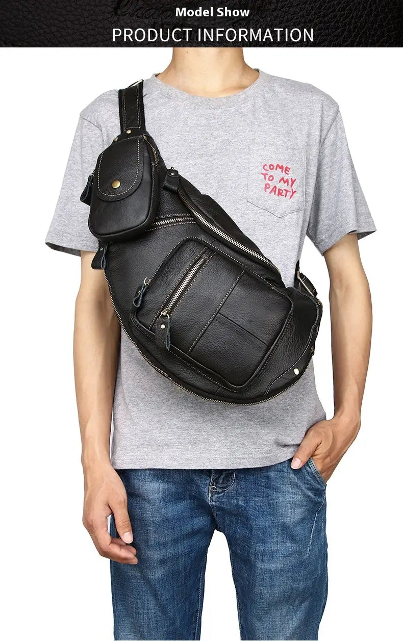 Large Capacity Retro Men’s Cowhide Messenger Bag